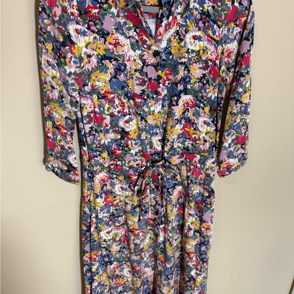 Joules Winslet long sleeve floral midi shirt dress size 4 - Picture 2 of 7